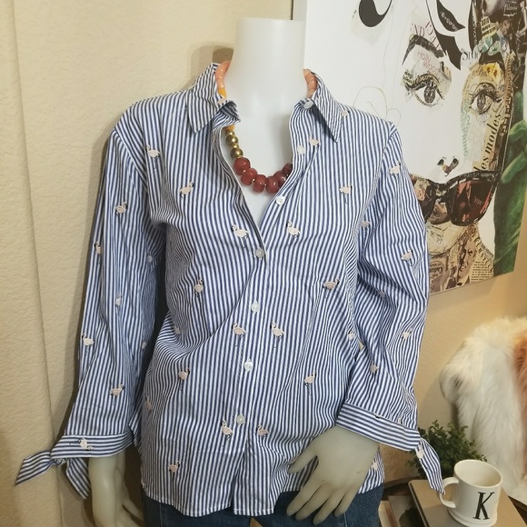 NWT MARC NEW YORK ANDREW FLAMINGO STRIPES BUTTON - Picture 5 of 6